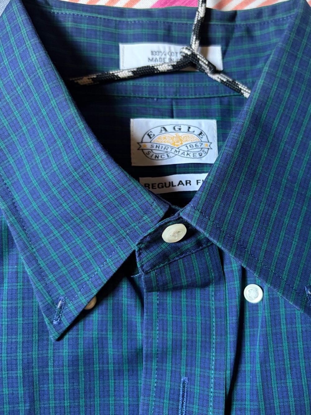 Eagle Regular Fit Green and Blue Plaid Dress Shirt